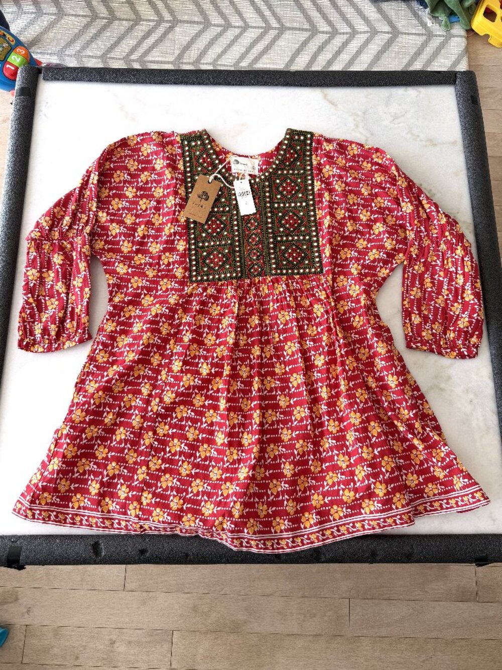 NWT Anthropologie Kopal Myra embellished tunic floral embroidered (M) red green